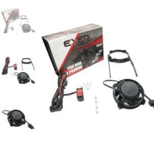 Exed Parts™ – Kit with Exed Radiator Fan and Mounting Bracket for KTM and HUSQVARNA, with ON/OFF Switch, Dirt Bike Models from 2004 to 2016